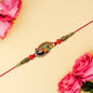 Stylish Rakhi With Gold-toned Leaf Dial