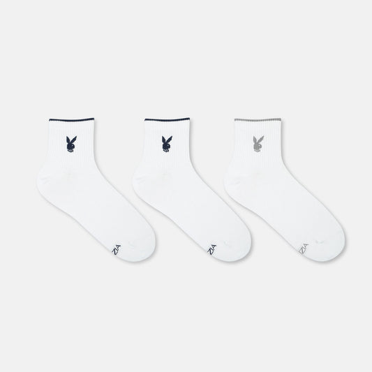 Men’s Playboy White High Ankle Socks