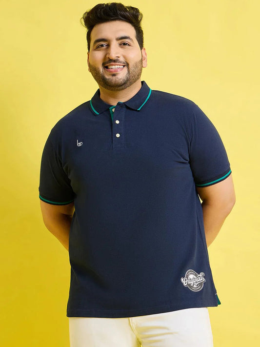 Men Plus Size Scale Solid Polo Tshirt