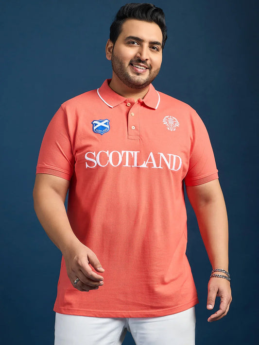 Men Plus Size Scotland Printed Polo Tshirt