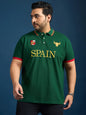Men Plus Size Spain-Bottle Green Printed Polo Tshirt