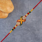 Elegant Red-green Bead Rakhi With Intricate Golden Flower Motif