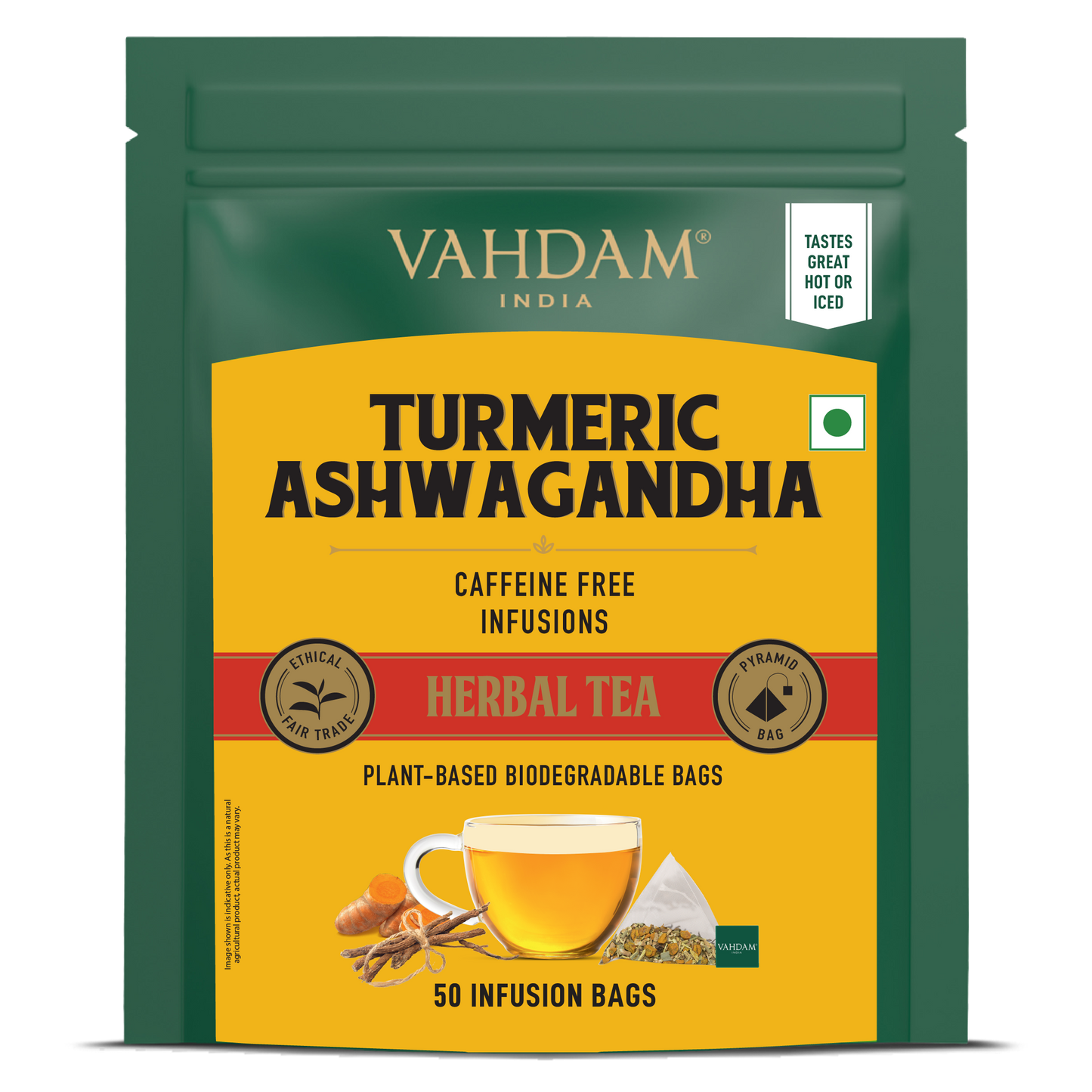 Turmeric Ashwagandha Herbal Tea Tisane, 50 Count