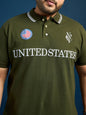 Men Plus Size United States-Olive Printed Polo Tshirt