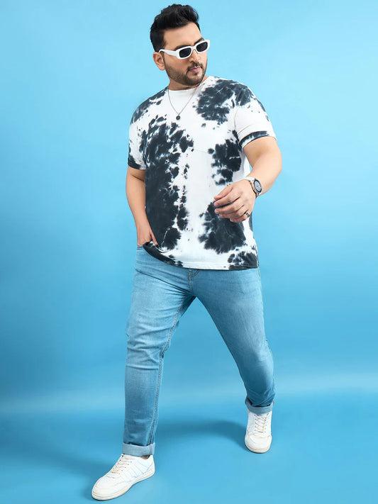 Men Plus Size Volvo Navy-Blue Printed Round Neck Tshirt