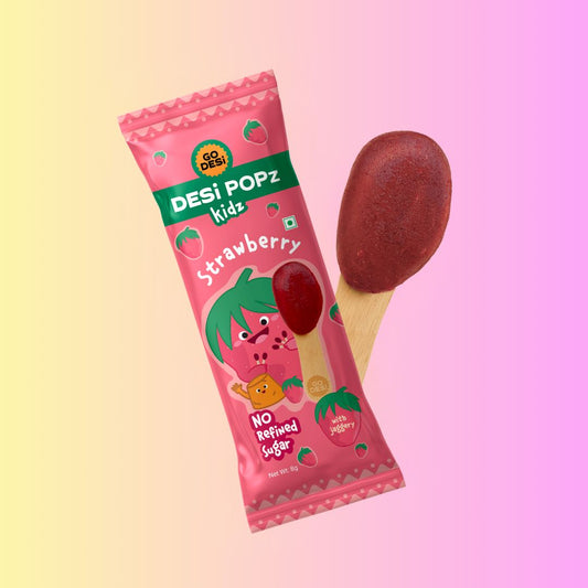 Strawberry Popz - Kidz | No refined sugar | Jaggery Lollipops | Hand-made | 44+4 PCS