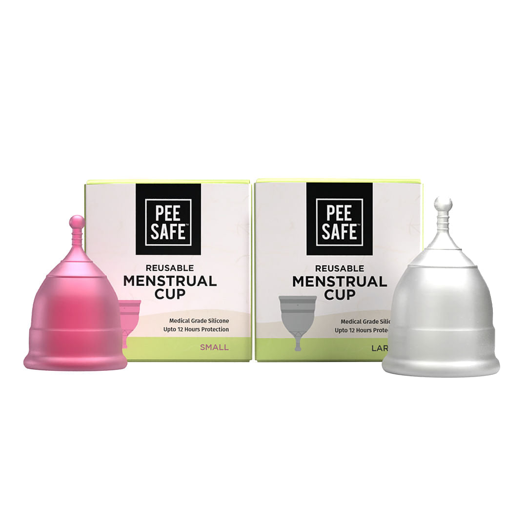 Pee Safe Menstrual Cup Small + Large | Odour & Rash Free | Leakage Proof | Infection Free | Made With Medical Grade Silicone | Reusable Cups