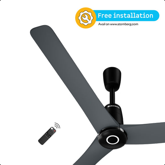 Atomberg Aris Contour Smart 1200 mm BLDC Ceiling Fan with IoT, Remote Control & Ring Light LED for Speed Indication | Regent Grey