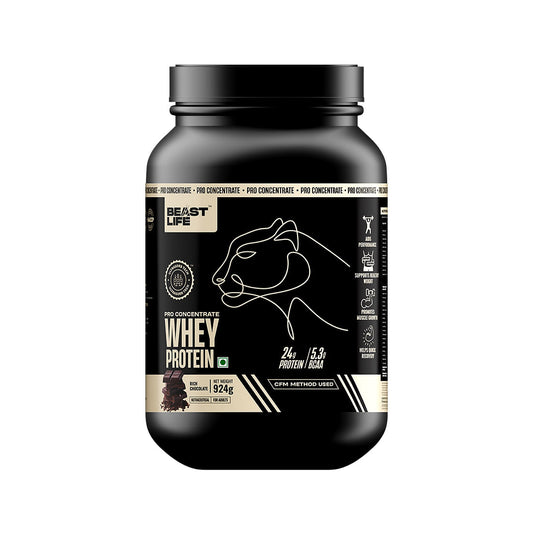 BeastLife Pro Whey Protein Chocolate flavour | 924g, 24g Protein 5.3g BCAA per scoop | Premium Sports Nutrition | High Absorbtion Fuels Muscle| Speed Recovery for (924g, Chocolate)