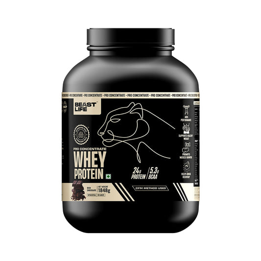 BeastLife Pro Whey Protein Chocolate flavour| 1848g| 24g Protein 5.3g BCAA Per Scoop| Premium Sports Nutrition | High Absorbtion Fuels Muscle| Speed Recovery for Men &amp;amp;amp; Women (1848g, rich chocolate)
