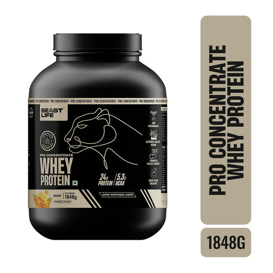 BeastLife Pro Whey Protein Mango flavour| 1848g| 24g Protein per scoop 5.3g BCAA | Premium Sports Nutrition | High Absorbtion Fuels Muscle| Speed Recovery for Men &amp;amp;amp;amp; Women (1848g, Mango)