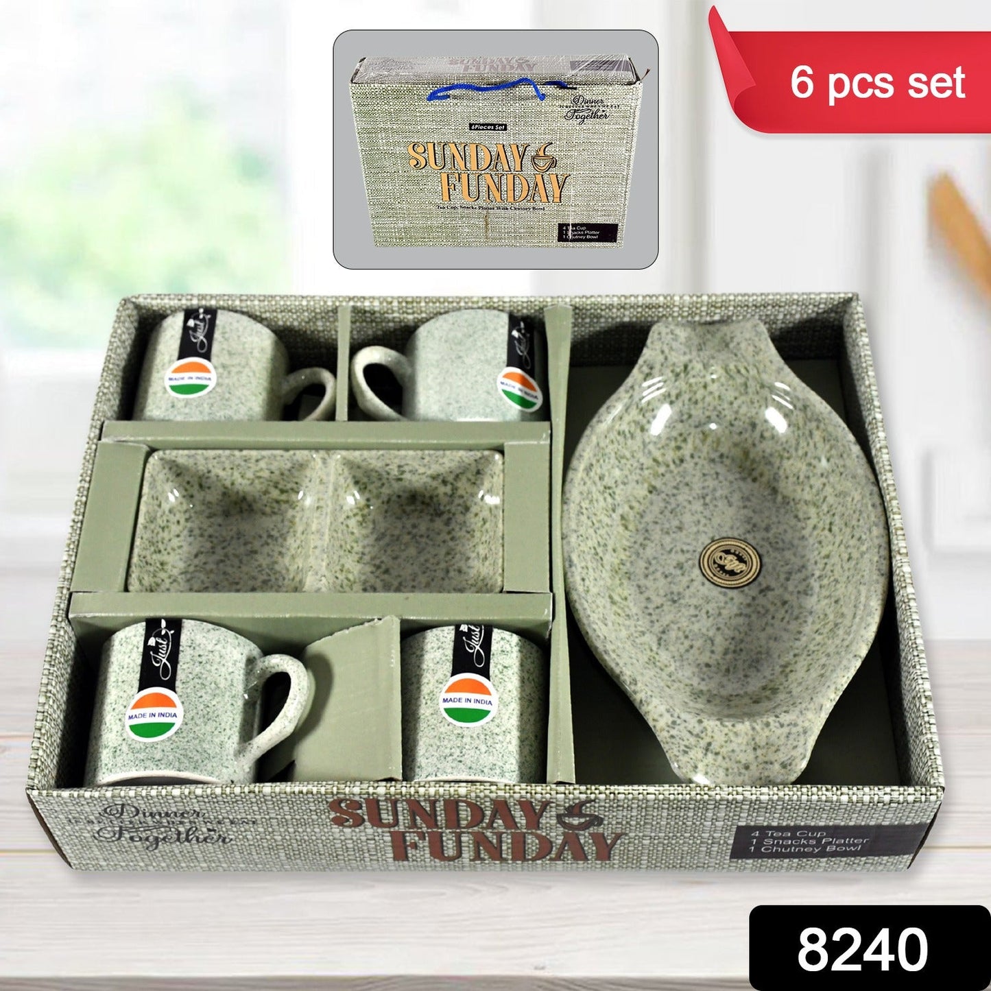 Sunday Funday 6-Piece Tea Set – Platter & Dual Bowl