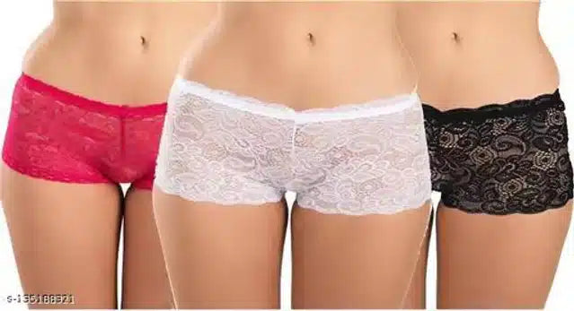 Net Briefs for Women (Multicolor, XXXL) (Set of 3)