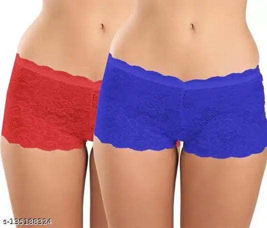 Net Briefs for Women (Red & Blue, 7XL) (Set of 2)