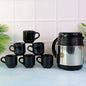 Tea and Coffee Thermos Flask and 6 Ceramic Cups (1 Set)