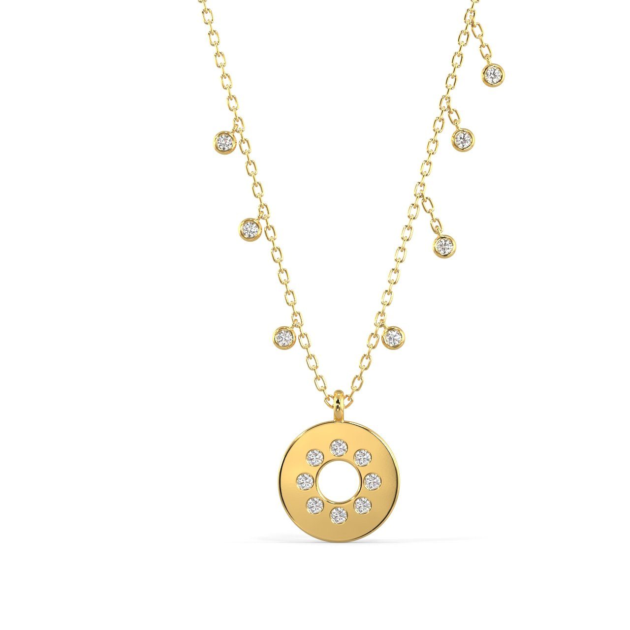 Diamond Disc Pendant Necklace