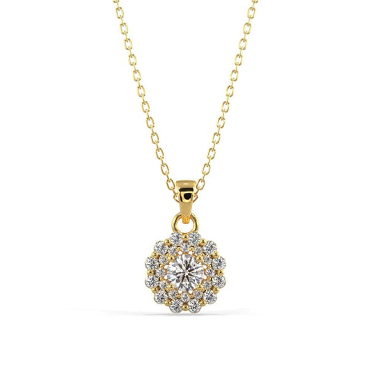 Double Halo Diamond Pendant Necklace