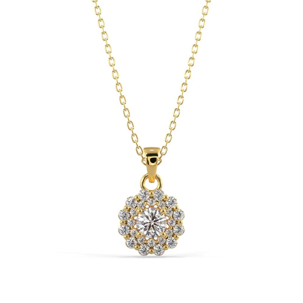 Double Halo Diamond Pendant Necklace