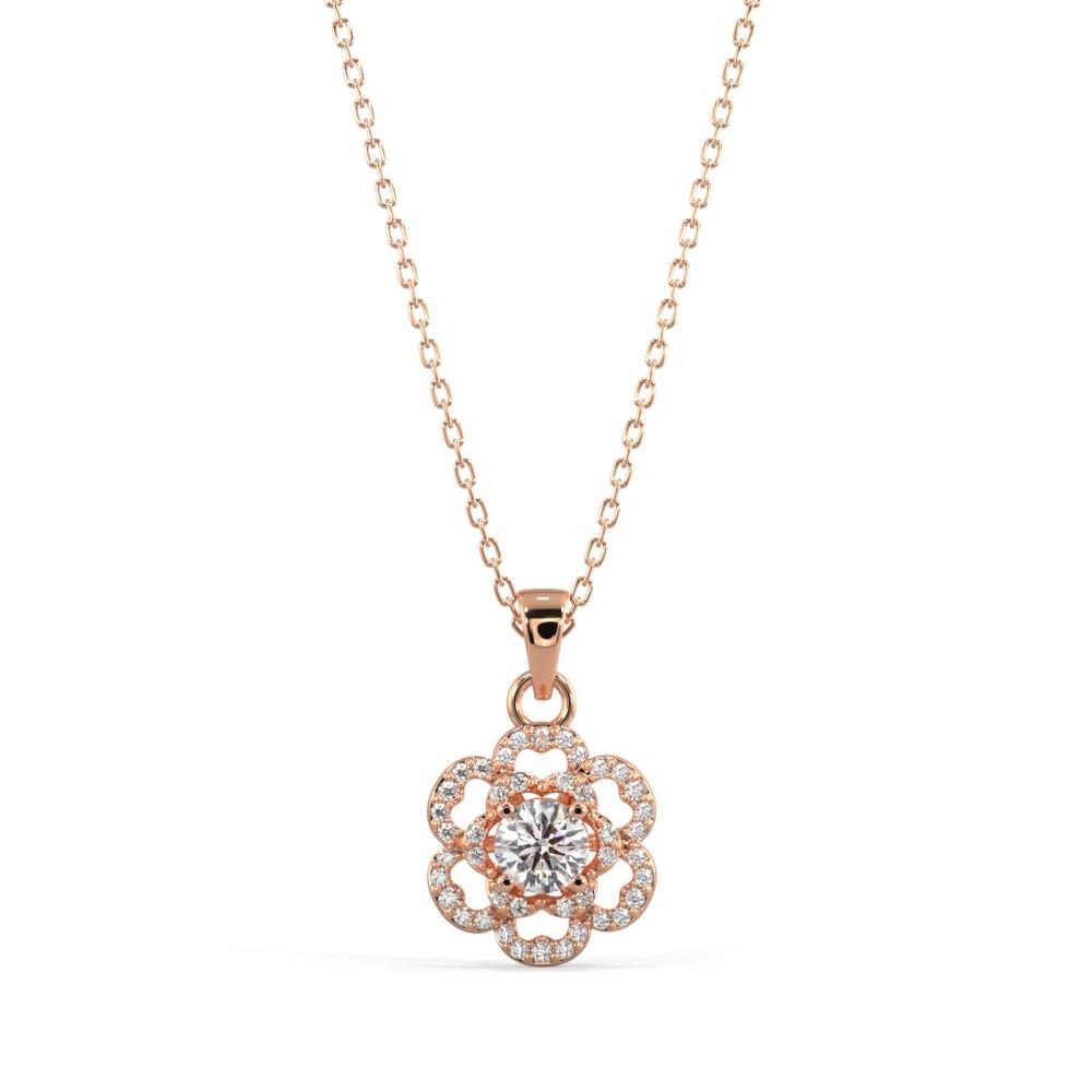 Floral Diamond Pendant Necklace