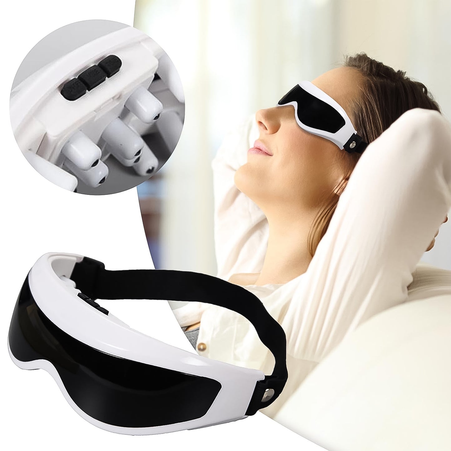 Electric Eye Massager With Adjustable Elastic Band (1 Pc)