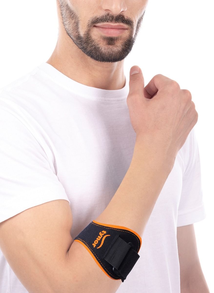 Tynor Tennis/Golfer'S Elbow Support Pro, Black & Orange, Universal, 1 Unit