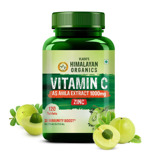Vlado's Himalayan Organics Vitamin C 1000mg Tablets from Amla Extracts | Immunity, Antioxidant & Skin Care | 120 Veg Tablets