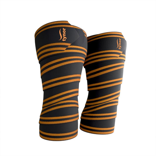 Tynor Weight Lifting Knee Wrap, Black & Orange, Universal, Pack of 2