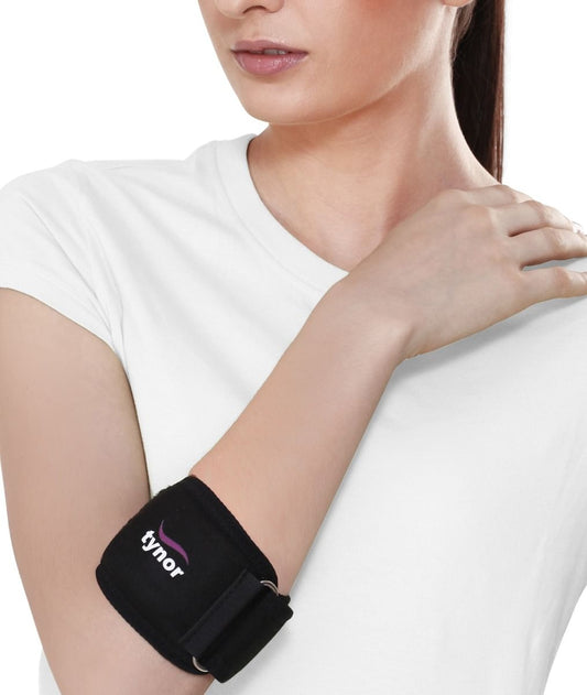 Tynor Tennis Elbow Support, Black, Large, 1 Unit