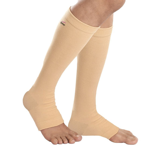 Tynor Compression Stocking Below Knee Classic, Beige, Large, Pack of 2