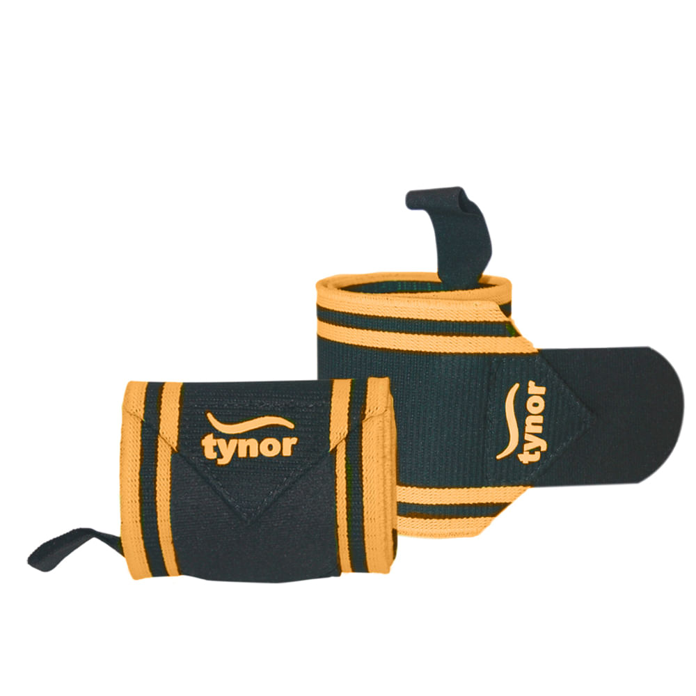 Tynor Wrist Wrap With Thumb Loop, Black & Orange, Universal, Pack of 2