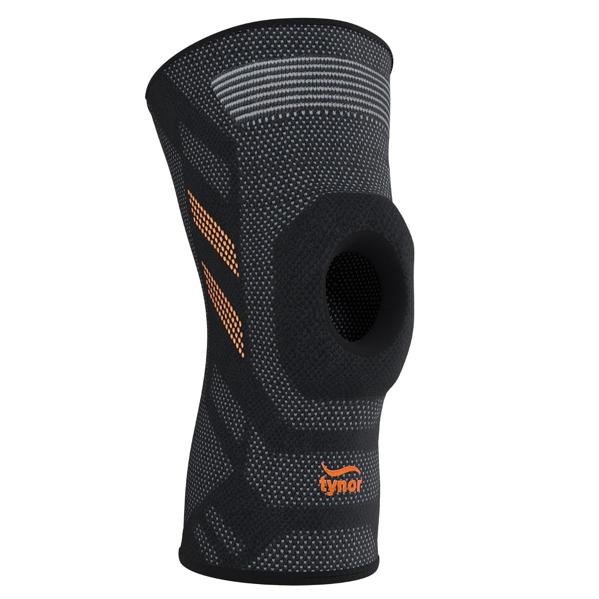 Tynor Knee Cap Air Open Patella, Black & Orange, Medium, 1 Unit