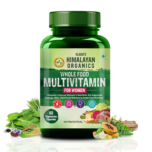 Vlado's Himalayan Organics Whole Food Multivitamin for Women || With Natural Vitamins, Minerals, Extracts || Best for Energy, Brain, Bone Health || 60 Veg Capsules