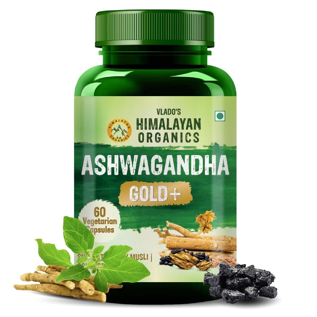Vlado's Himalayan Organics Ashwagandha Gold | Supports Strength, Energy & Immunity | 60 Veg Capsules