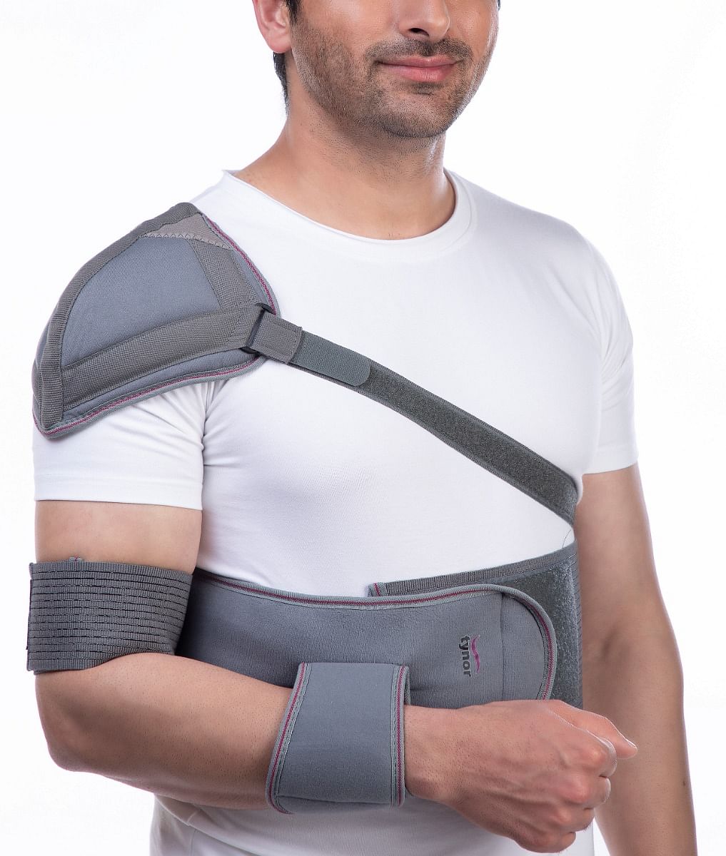 Tynor Elastic Shoulder Immobiliser, Grey, Large, 1 Unit