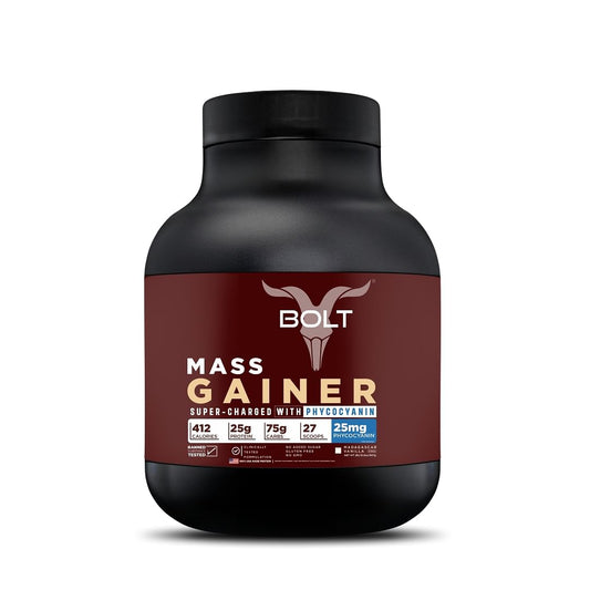 Bolt Mass Gainer 2.26kg | Madagascar Vanilla | 22 Servings | 22g Protein | 25mg Phycocyanin | Muscle Gain & Weight Gain