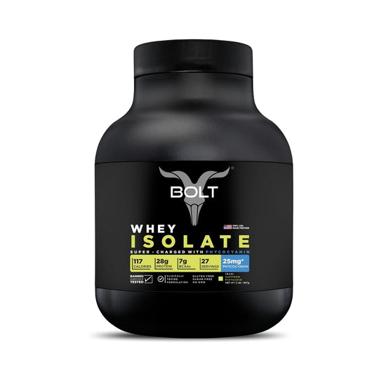Bolt 100% Whey Isolate Protein  907g | Saffron Pistachio | 27 Servings  |28g Protein | 25mg Phycocyanin | Performance enhancer | Build lean muscles | Muscle recovery
