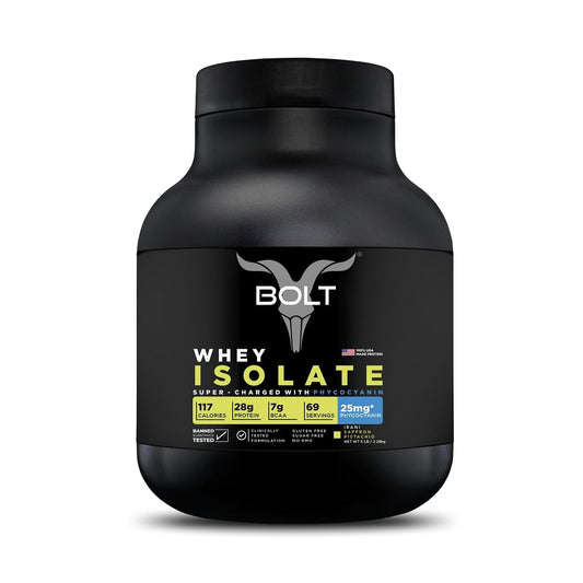 Bolt 100% Whey Isolate Protein 2.26kg | Saffron Pistachio | 69 Servings | 28g Protein | 25mg Phycocyanin | Performance enhancer | Build lean muscles | Muscle recovery