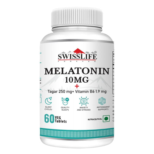 SWISSLIFE FOREVER Melatonin 10mg+ Tablet | Sleeping Pills | Tablet with Tagar and Vitamin B6 Help in Nerve Health and Sleeping Disorder for Men & Women
