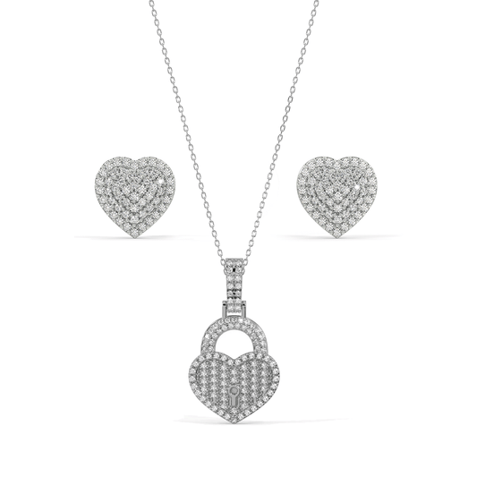 Love Lock Necklace & Mi Amor Earrings Set