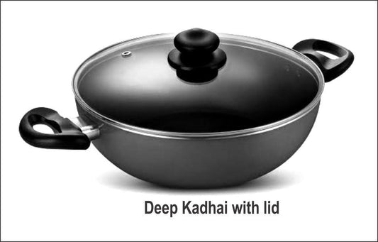 Dollar Non Stick Kadhai With Steel Lid  24 Cm