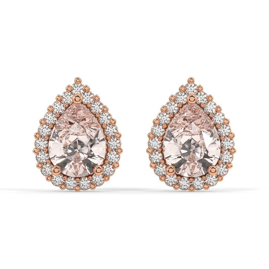 Tear Drop Halo Stud Earrings