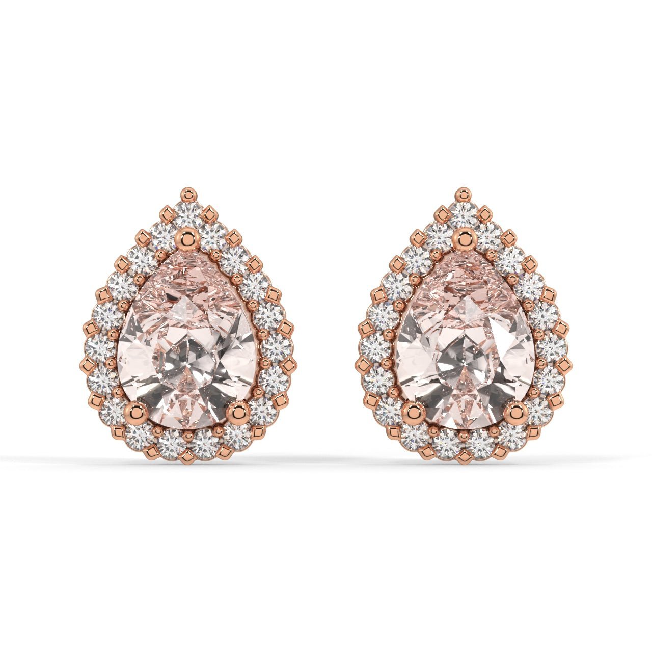 Tear Drop Halo Stud Earrings