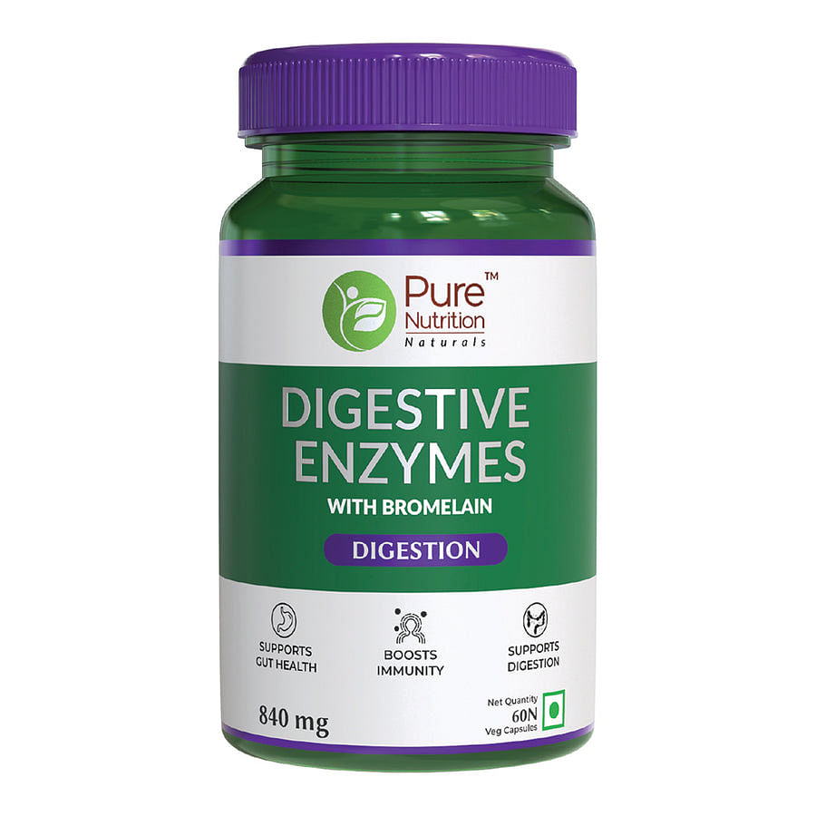 Pure Nutrition Digestive Enzymes | Superior Bioavailability To Support Digestion And Better Absorption Of Food -Pack Of 60 Capsules