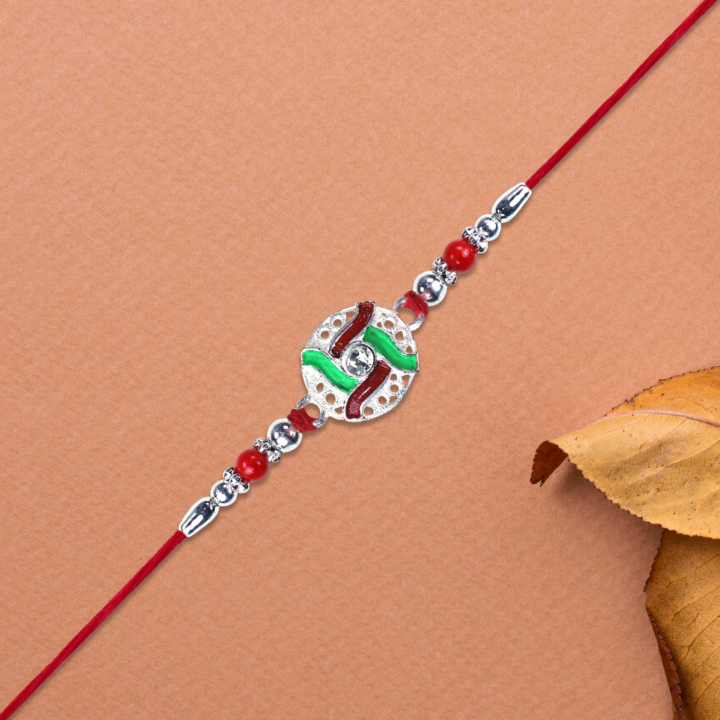 Silver-tone Swastik Rakhi