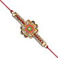 Stone Studded Floral Rakhi With Colorful Enamel Center